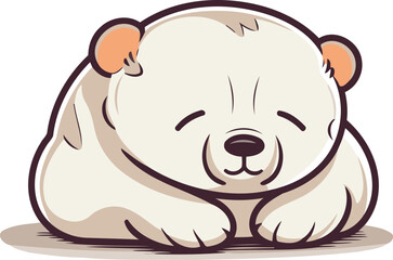 Obraz premium Polar bear sleeping isolated on white background. Vector cartoon illustration.