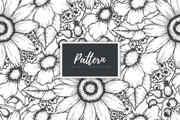 eamless pattern with hand drawn abstract shapes and floral elements. Vector illustration. background design template	