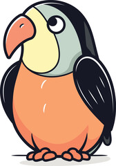 Obraz premium Cute parrot isolated on white background. Vector illustration in cartoon style.