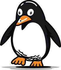 Obraz premium Cute penguin isolated on a white background. Cartoon vector illustration.