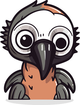 recommend clip art: Cute cartoon vulture. Vector illustration isolated on white background.