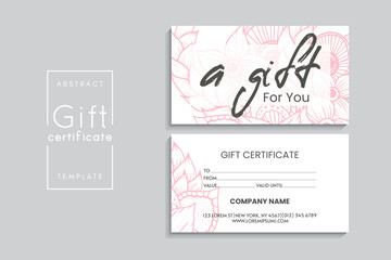 Set of colorful gift cards template. Modern style vector illustration of flowers for saloon, gallery, spa, shop. Gift voucher