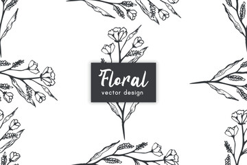 Seamless pattern with hand drawn abstract shapes and floral elements. Vector illustration. backgrounds