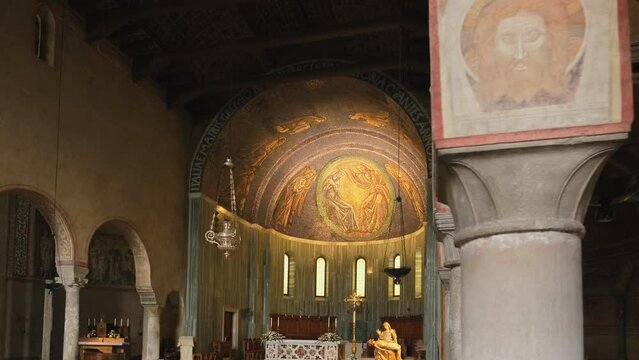 Interior view of the Cathedral of Sant Justus in Trieste, Italy