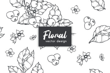 eamless pattern with hand drawn abstract shapes and floral elements. Vector illustration. background design template	