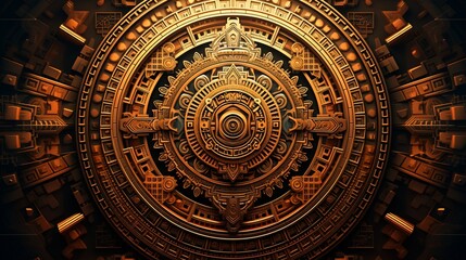 An intricate mandala with patterns reminiscent of ancient hieroglyphics, telling stories of forgotten civilizations. - obrazy, fototapety, plakaty