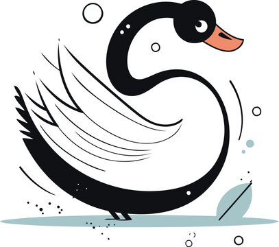 recommend clip art: Vector illustration of a black swan on a white background. Stylized swan.