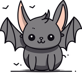 Cute cartoon bat. Vector illustration of a cute baby bat.