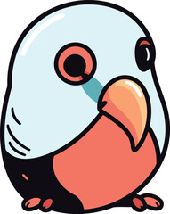 Fototapeta premium Cute cartoon parrot. Vector illustration isolated on white background.