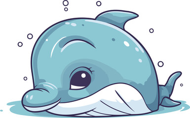 Naklejka premium Cute cartoon whale. Vector illustration isolated on a white background.