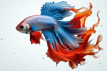 Fototapeta premium Betta Fish In White Background, Fighter Fish In White Background, Betta Fish, Fighter Fish