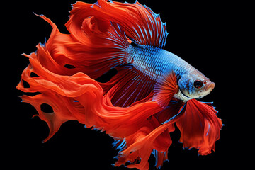 Fototapeta premium Betta Fish In Black Background, Fighter Fish In Black Background, Betta Fish, Fighter Fish