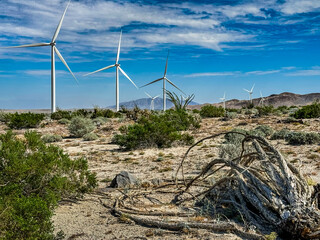Desert foothills windturbines