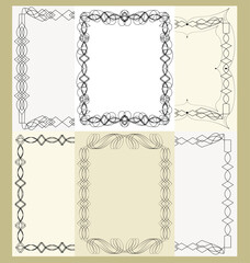 Calligraphic frame set.  page decoration, border and frame of decorative vertical element