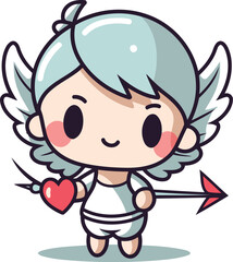 Cupid angel cartoon character. Cute cupid vector illustration.