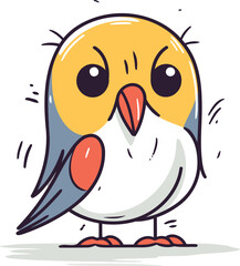 Cute cartoon penguin. Vector illustration. Isolated on white background.