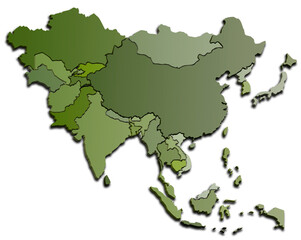 Fototapeta premium ASIA MAP CONTINENT 3D MAP