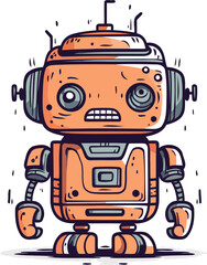Cute robot cartoon vector illustration. Cute robot vector illustration.
