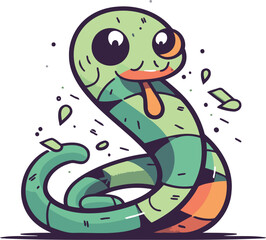 Cute cartoon snake. Vector illustration isolated on a white background.