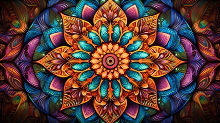 a stunning display of vibrant colors in a breathtaking, kaleidoscopic mandala.