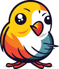 Vector illustration of cute little bird. Isolated on white background.