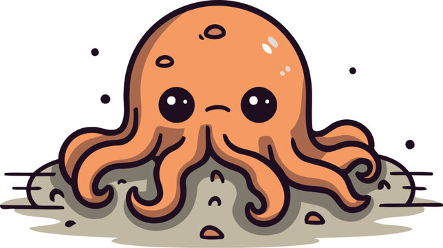 recommend clip art: Cute cartoon octopus isolated on white background. Vector illustration.