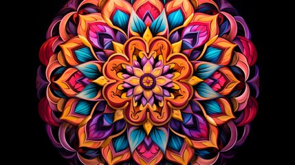a stunning display of vibrant colors in a breathtaking and kaleidoscopic mandala.