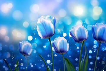 painted blue tulips