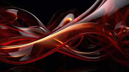 Fototapeten abstract red and gold wave background © NAITZTOYA