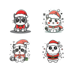 Cute Kawaii Cat Vector Illustrations