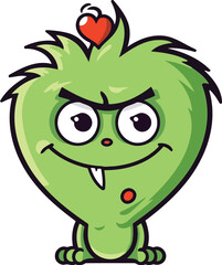 Funny cartoon monster with heart. Vector illustration isolated on white background.