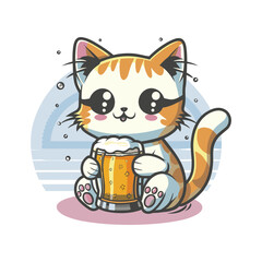 Cute Kawaii Cat Vector Illustrations