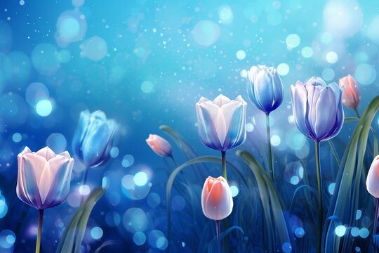 painted blue tulips