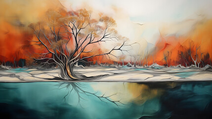 Whispers of Nature's Beauty, abstract landscape art, painting background, wallpaper, generative ai