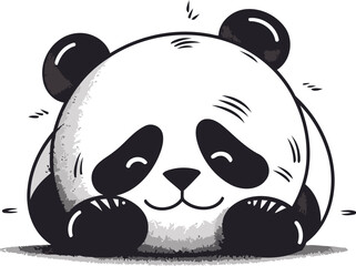 Cute panda bear cartoon vector illustration. Cute panda bear animal character.
