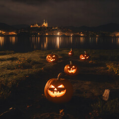 halloween pumpkin in the night