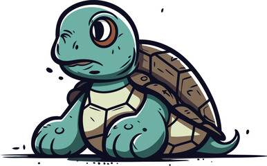 Obraz premium Cartoon turtle. Vector illustration on white background. Isolated.