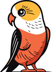 Cute parrot isolated on a white background. Vector illustration.