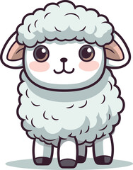Sheep cute animal cartoon character vector illustration. Cute sheep cartoon character.