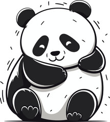 Cute panda bear cartoon vector illustration isolated on white background.