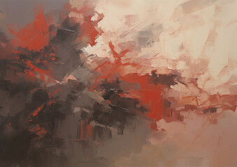 a painting of a red and grey sky. Expressive Red oil painting background