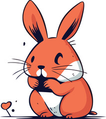 Obraz premium Cute cartoon rabbit. Vector illustration isolated on a white background.