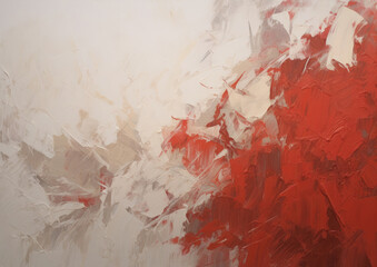 an abstract painting of red and white colors. Expressive Red oil painting background