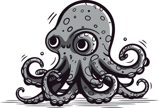 recommend clip art: Octopus. Hand drawn vector illustration. Isolated on white background.