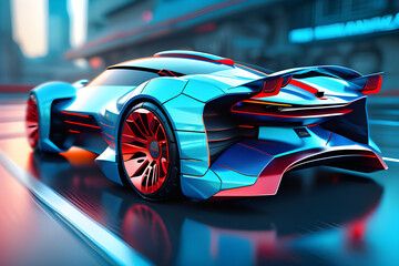 Futuristic Stylish blue-colored Design sport car. Generative AI