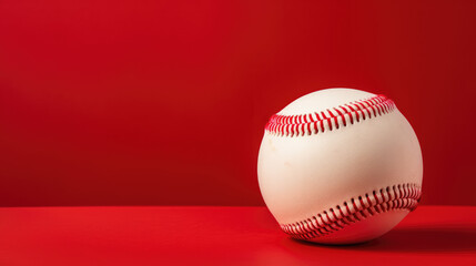 A Baseball isolated on red background with shadow