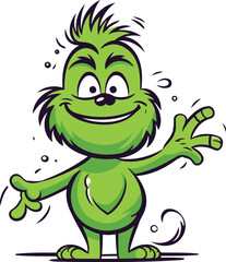 Fototapeta premium Cartoon green monster isolated on a white background. Vector illustration.