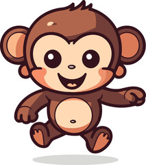 Cute Monkey Cartoon Mascot Character Vector Icon Illustration Design
