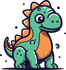 Cute cartoon dinosaur. Vector illustration. Isolated on white background.