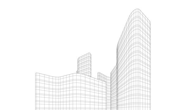 Office buildings vector drawing